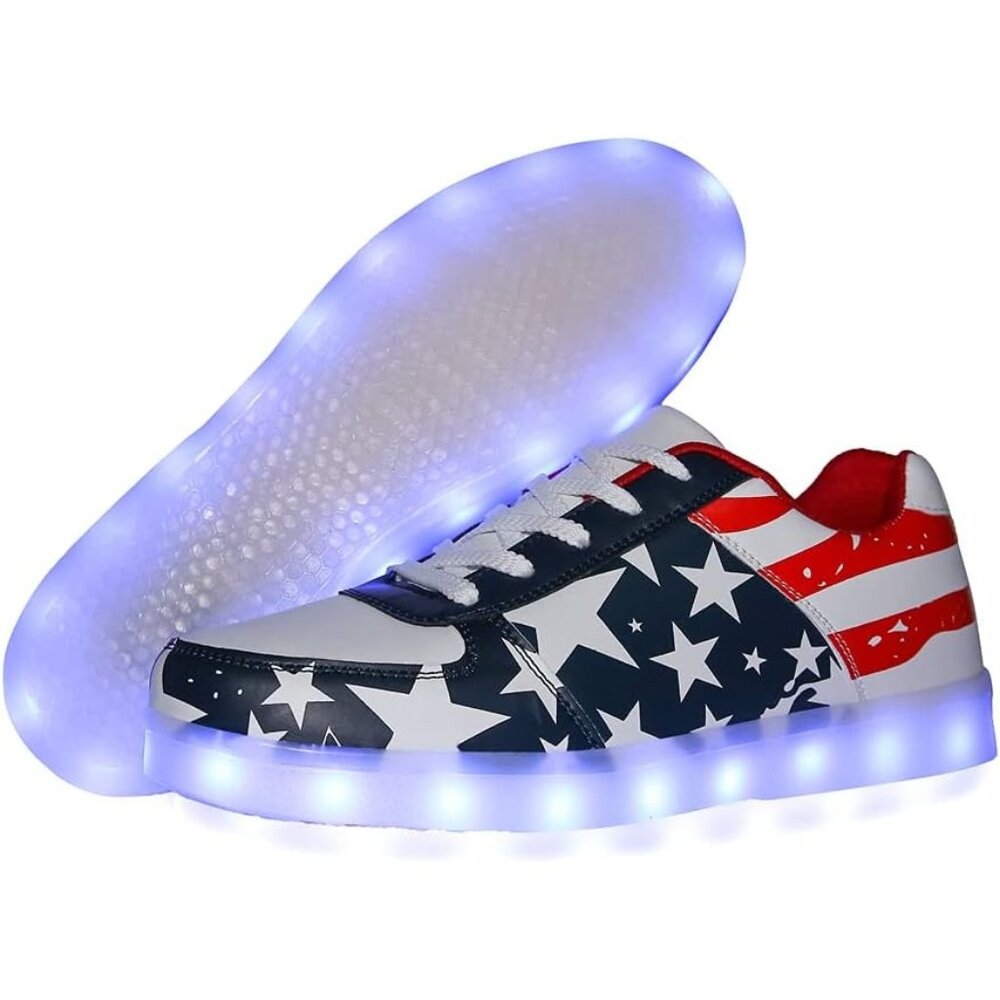 ⚡Unisex Blue Light Up Shoes with USB Charging Glowing Luminous LED Sneakers